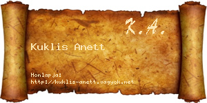 Kuklis Anett névjegykártya